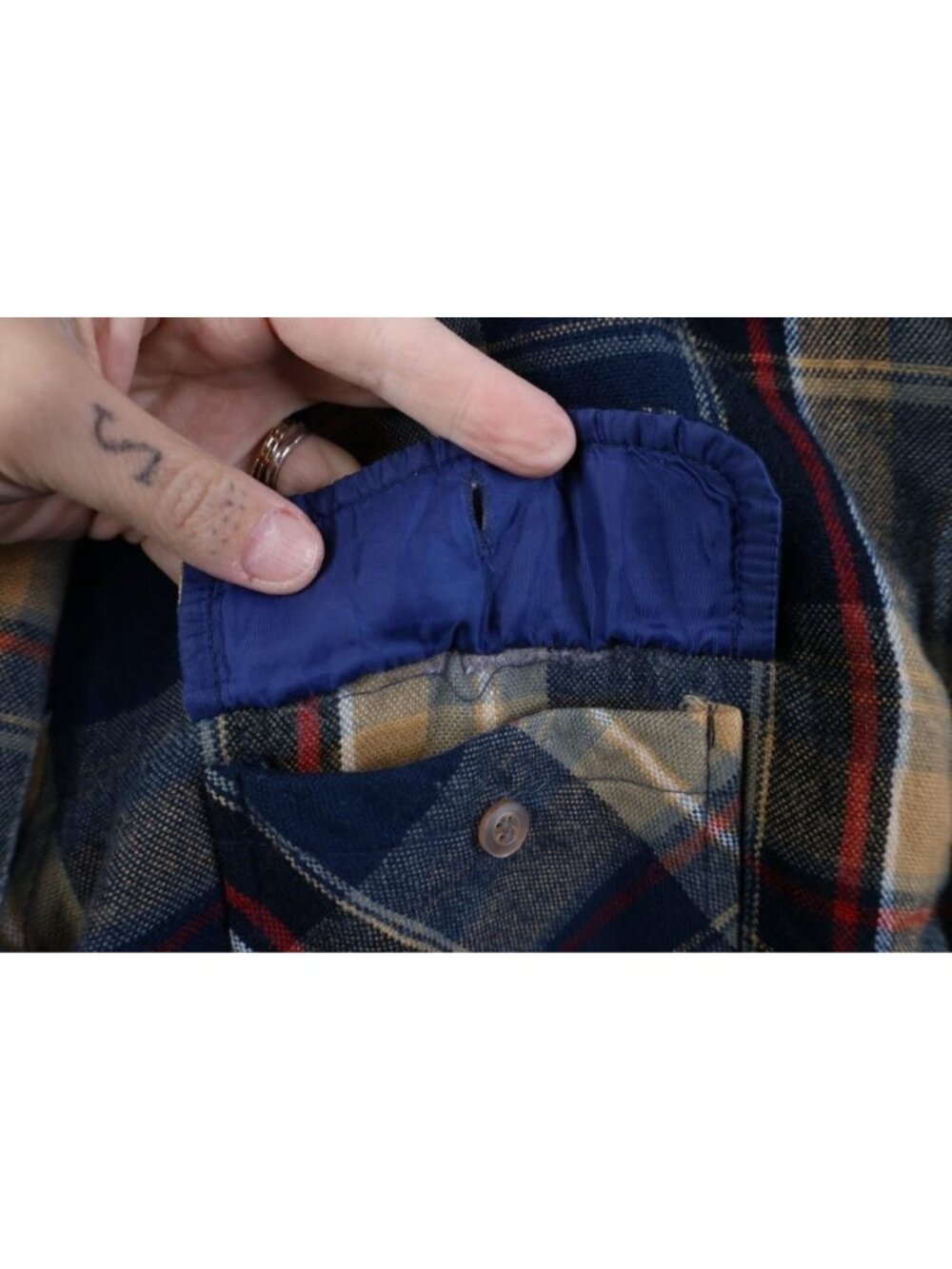 Vintage 90s Streetwear Mens Large Quilted Flannel Knit Button Shirt Jacket Jac - Picture 6 of 12